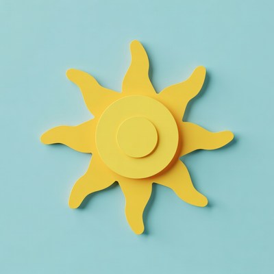 Yellow sun on blue background