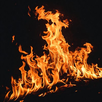 Burning Flames on Black Background