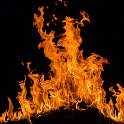 Fiery Flames on Black Background