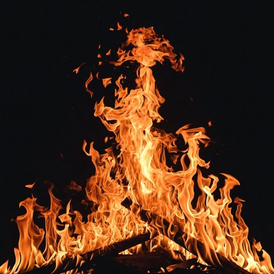 Burning Flames on Black Background