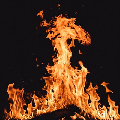 Fiery Flames on Black Background