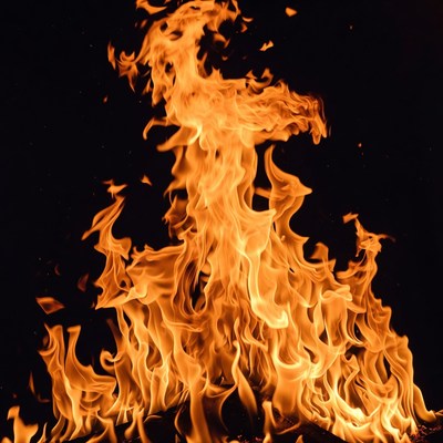 Burning Flames on Black Background