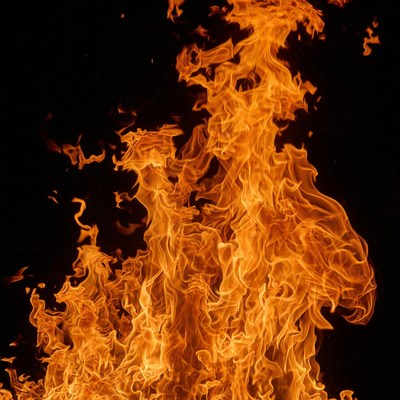 Burning Flames on Black Background