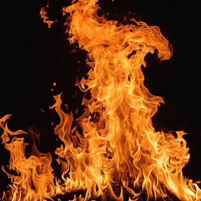 Fiery Flames on Black Background