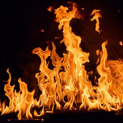 Vibrant Flames on Black Background