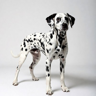 Dalmatian standing on white background