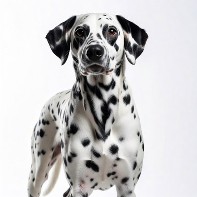 Dalmatian standing on white background