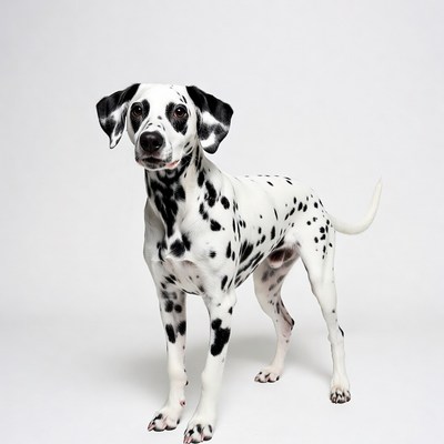 Dalmatian standing on white background