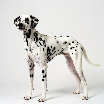 Dalmatian standing on white background