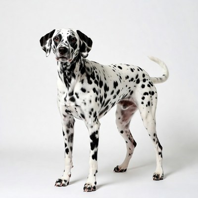 Dalmatian standing on white background