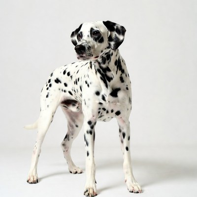 Dalmatian standing on white background