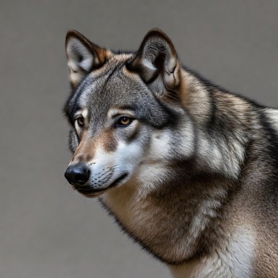Gray wolf close-up portrait