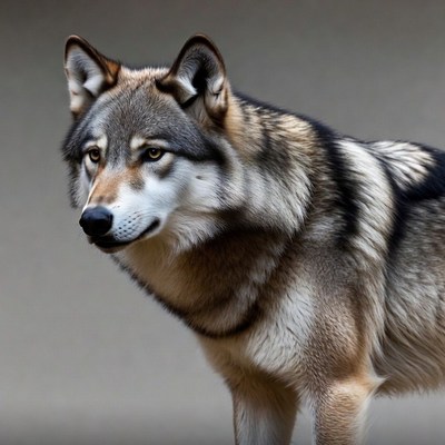 Gray wolf staring intently