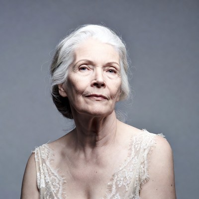 Elderly woman in lace dress