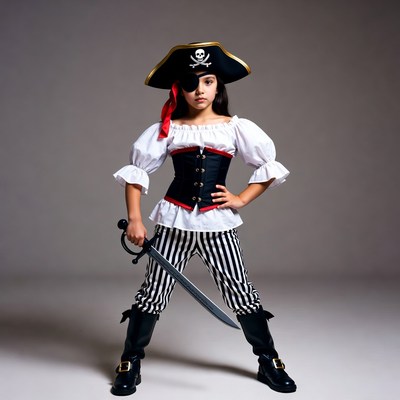 Girl in pirate costume with sword
