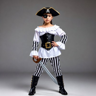 Girl in pirate costume with sword