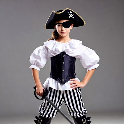 Girl in pirate costume with sword