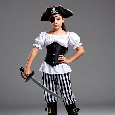 Girl in pirate costume with sword