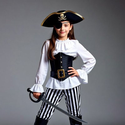 Girl in pirate costume with sword