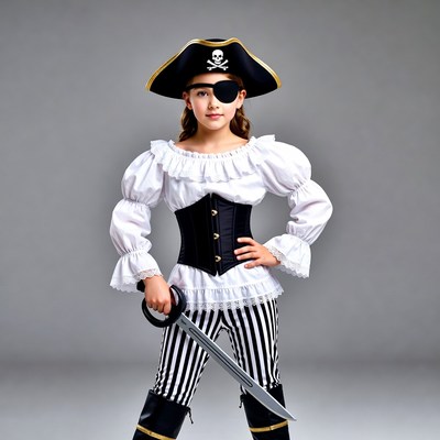 Girl in pirate costume with sword