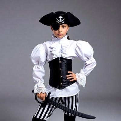 Girl in pirate costume with sword