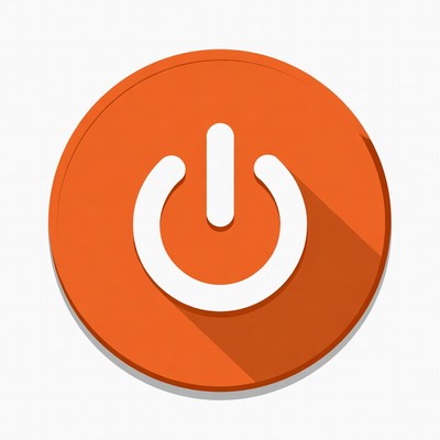 Orange Power On Button Icon