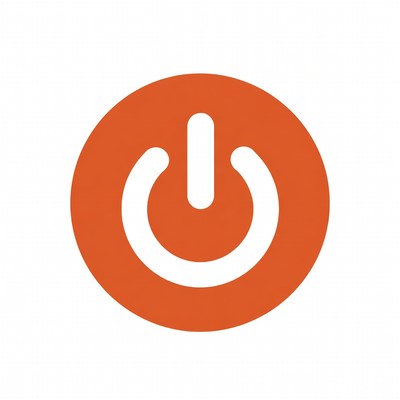 Orange Power On Button Icon