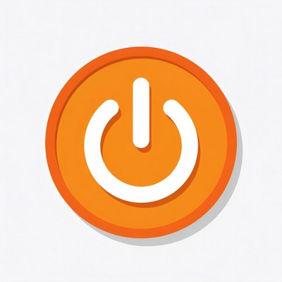 Orange Power On Button Icon