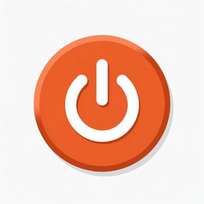 Orange Power On Button Icon