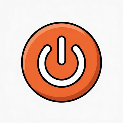 Orange Power On Button Icon