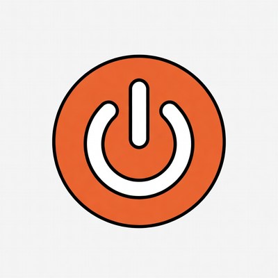 Orange Power On Button Icon