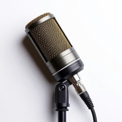 Silver microphone on stand