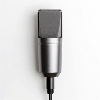Black Condenser Microphone on White Background