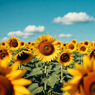 Sunflower Field Under Blue Sky
