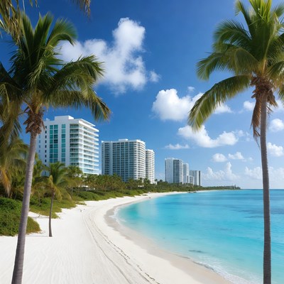 Palm Trees on White Sand Beach