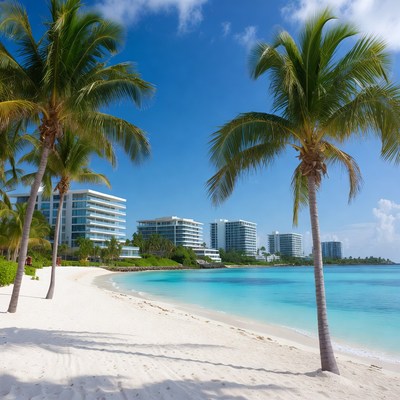 Palm Trees on White Sand Beach