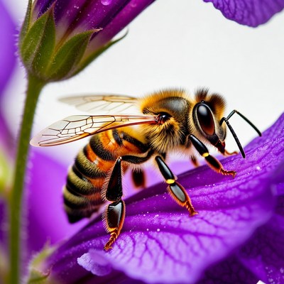 Honeybee on Purple Flower