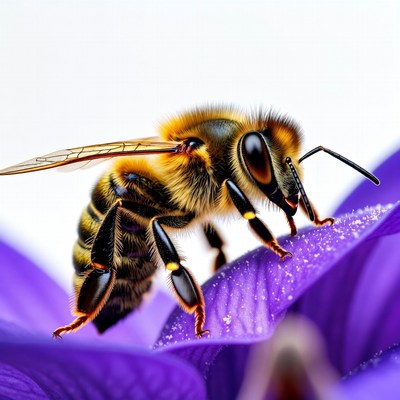 Honeybee on purple flower