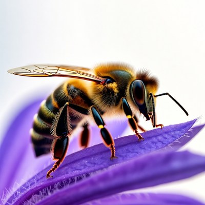 Honey Bee on Purple Flower