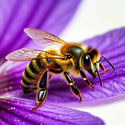 Honey Bee on Purple Flower