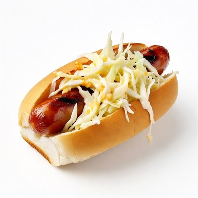 Hot dog with sauerkraut and mustard