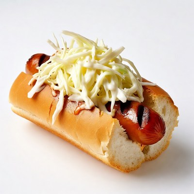 Hot dog with cabbage and sauce