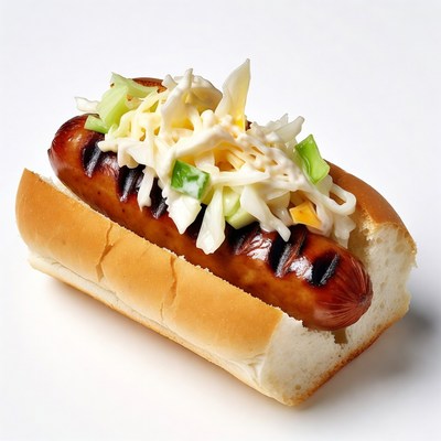 Grilled Sausage Hot Dog with Coleslaw