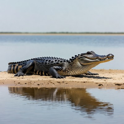 American Alligator on Sandy Shore