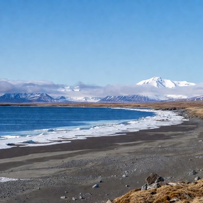 Snowy Mountain Arctic Beach Landscape
