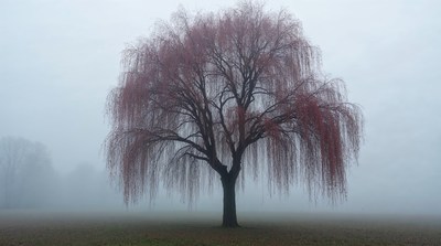 Weeping Willow Tree in Fog