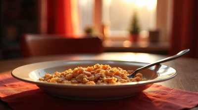 Bowl of Creamy Polenta with Spoon