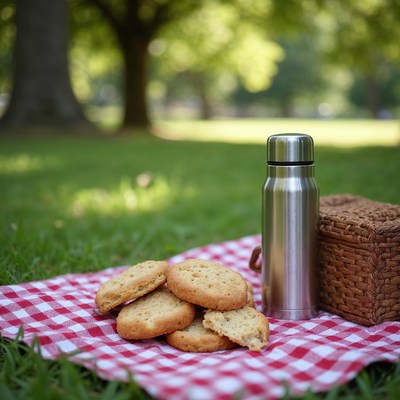 Picnic Basket Cookies Thermos Grass