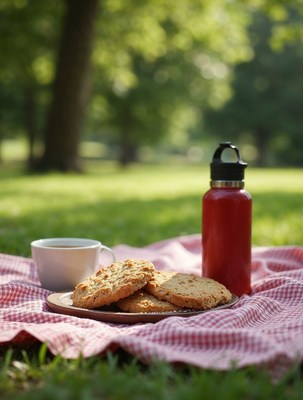 Picnic with Cookies Tea and Water Bottle