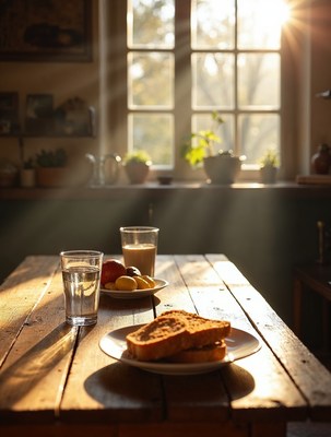 Breakfast Table with Toast and Sunlight